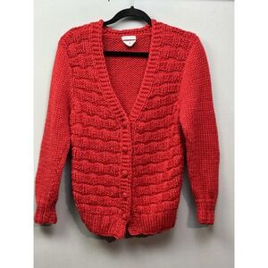 Vintage Bennington Court Sweater Womens Medium Handmade‎ Chunky Knit Button 90s